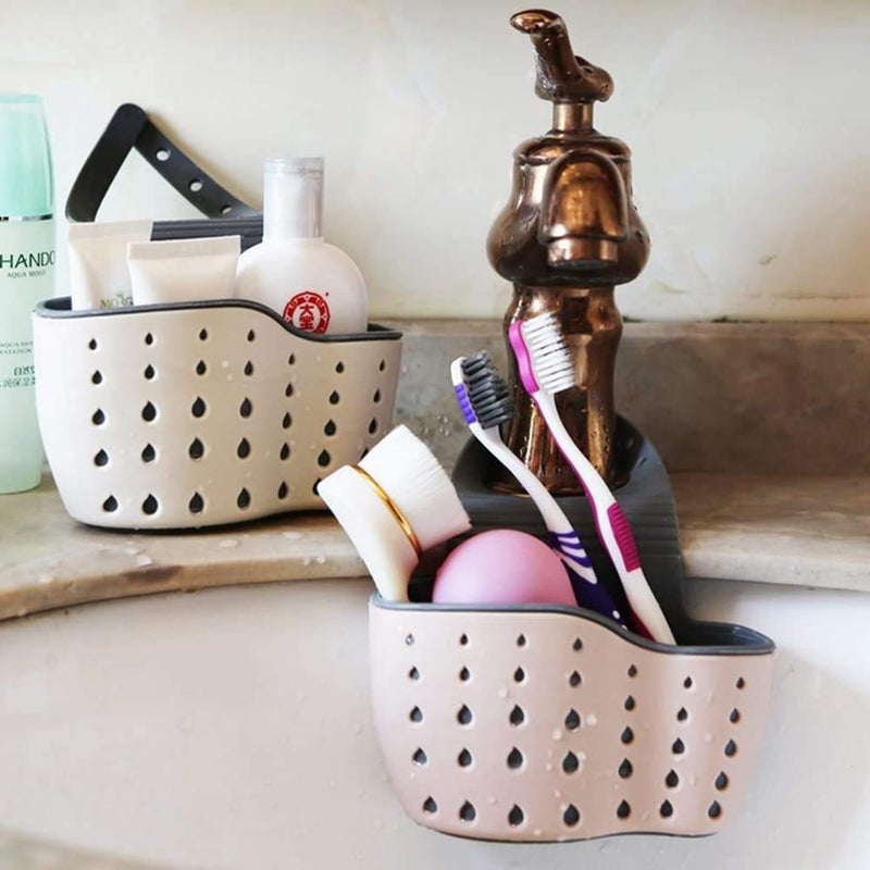 VANVENE Kitchen Sink Shelf Soap Sponge Drain Rack Holder Double Decker Hanging Basket Storage Suction Cup Kitchen Organizer Sink Accessories Wash Dropshipping (off white-1 Pocket) - Image 3